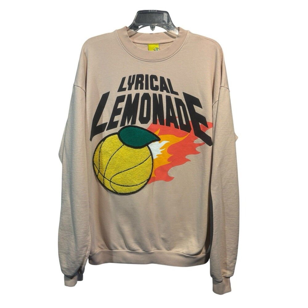 Lyrical Lemonade Flame Lemon Basketball Patch Crewneck Pullover Large